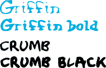 Gaut Fonts: Griffin and Crumb - after the handwriting of poster artist Rick Griffin and cartoonist Robert Crumb